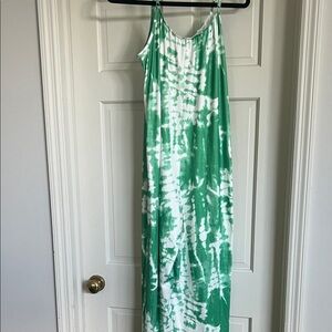 Green and White Tie-Dye Jumpsuit